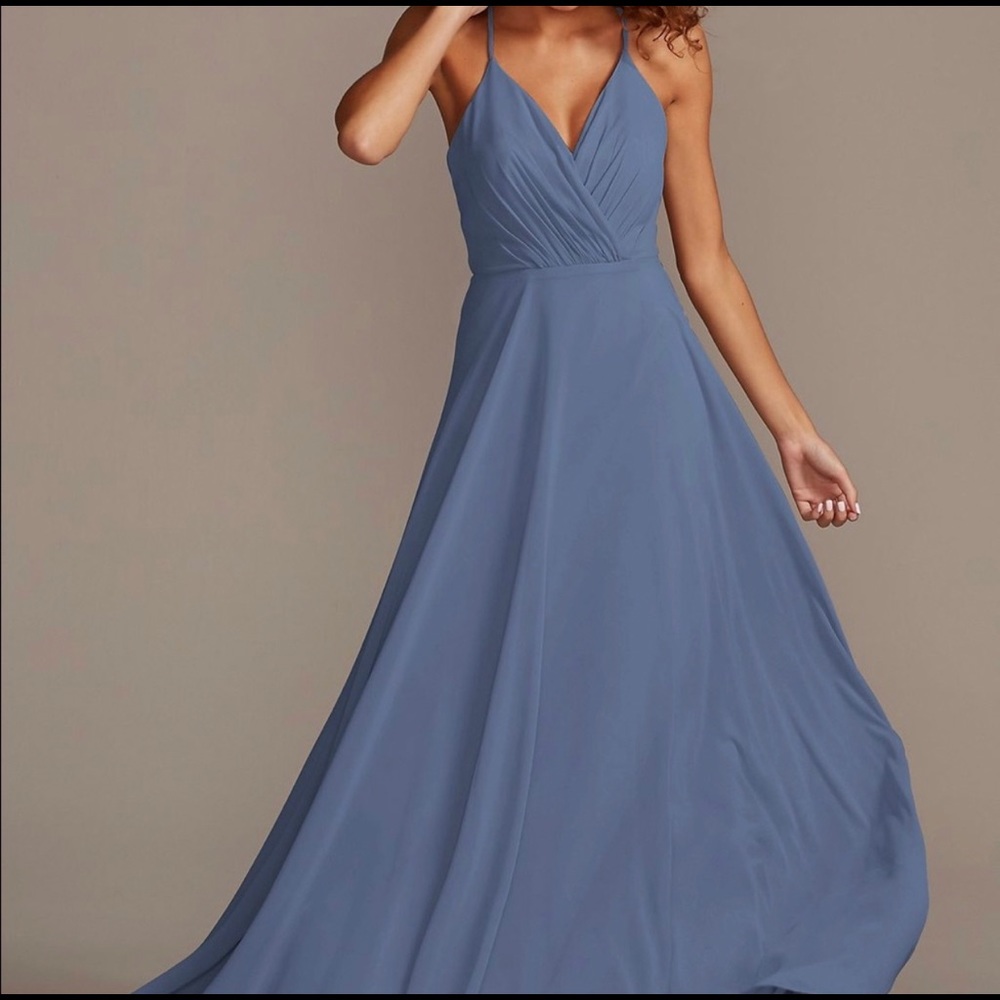 Bridesmaids dress David’s Bridal Steel Blue